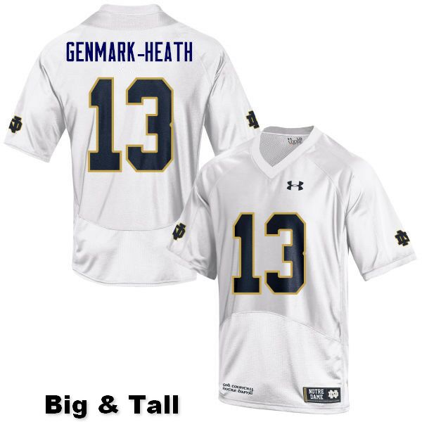 Men's NCAA Notre Dame Fighting Irish #13 Jordan Genmark-Heath Stitched College Under Armour Authentic White Big & Tall Football Jersey MG10Q02TZ